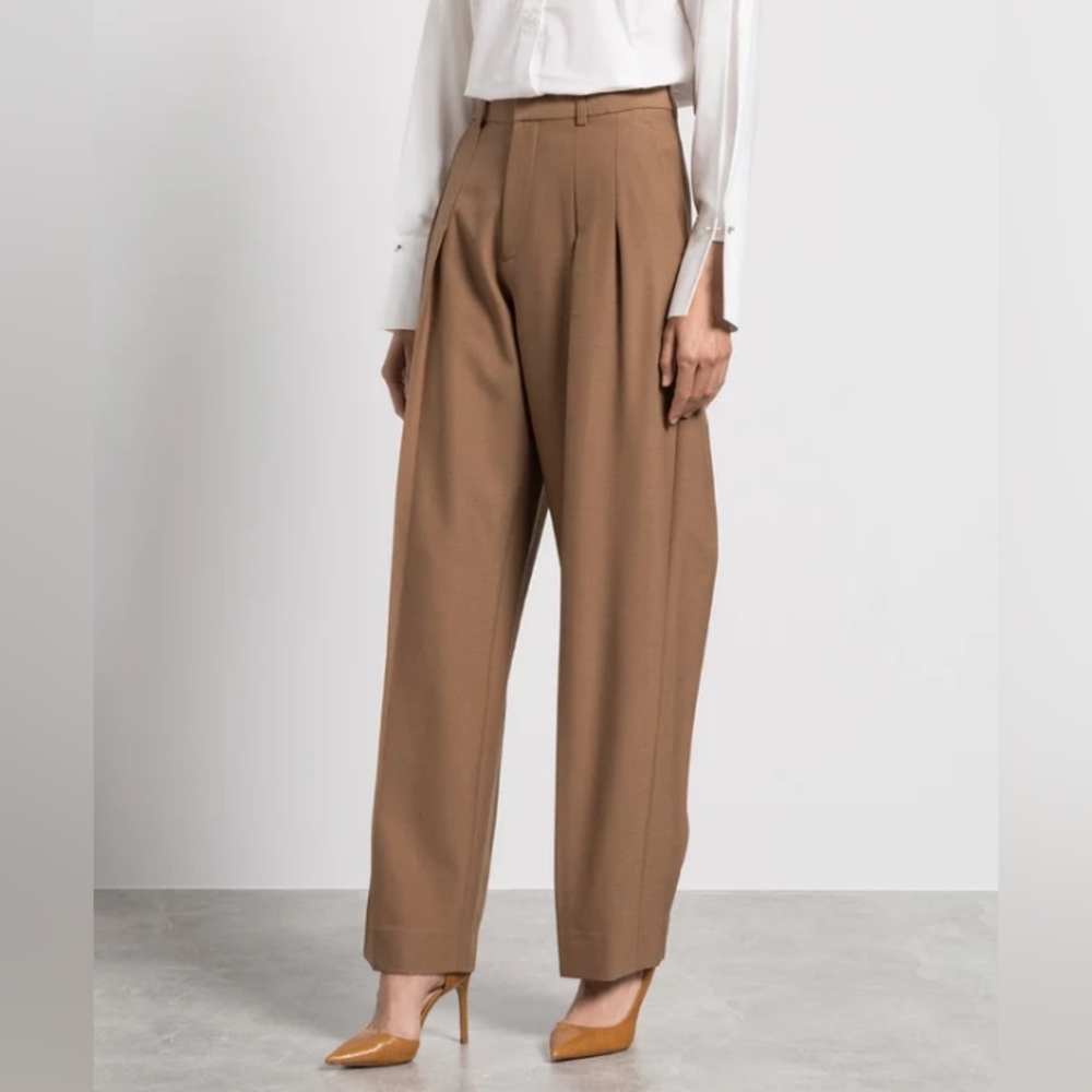VICTORIA BECKHAM Brown Wool Twill Pants 10